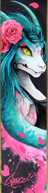 Free dragon bookmark featuring a light blue dragon with a rose by its ear